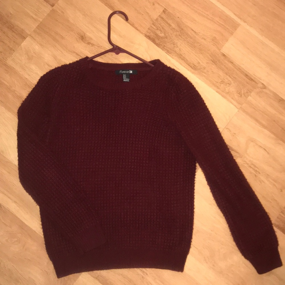 Burgundy cable knit sweater